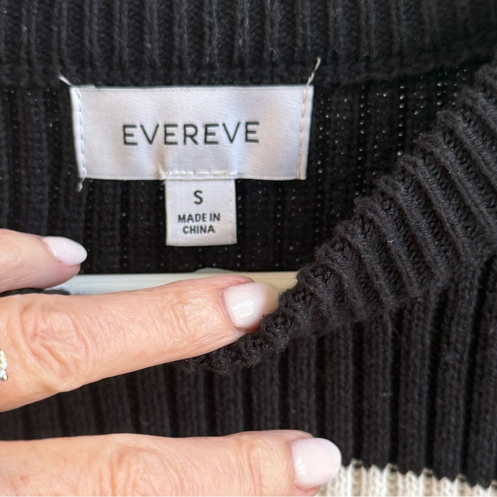 Evereve Black and White Striped Crew Neck Sweater - Picture 4 of 5